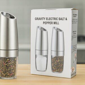Gravity Electric Salt & Pepper Mill Set – Adjustable Coarseness & Blue LED Light